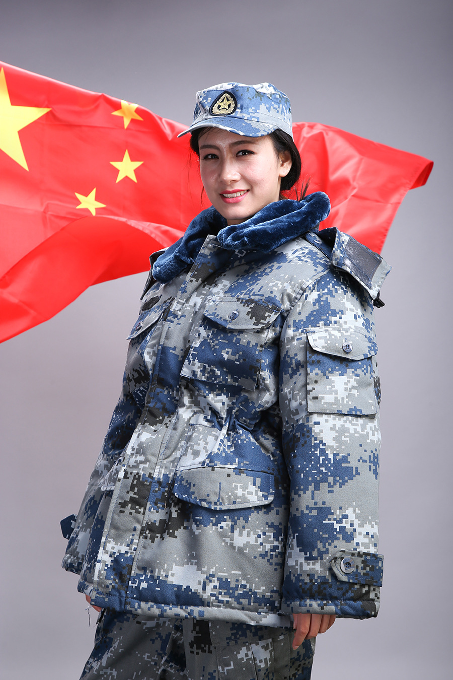 07空军城市迷彩作训大衣 城市数码迷彩服 男女可穿迷彩大衣棉衣