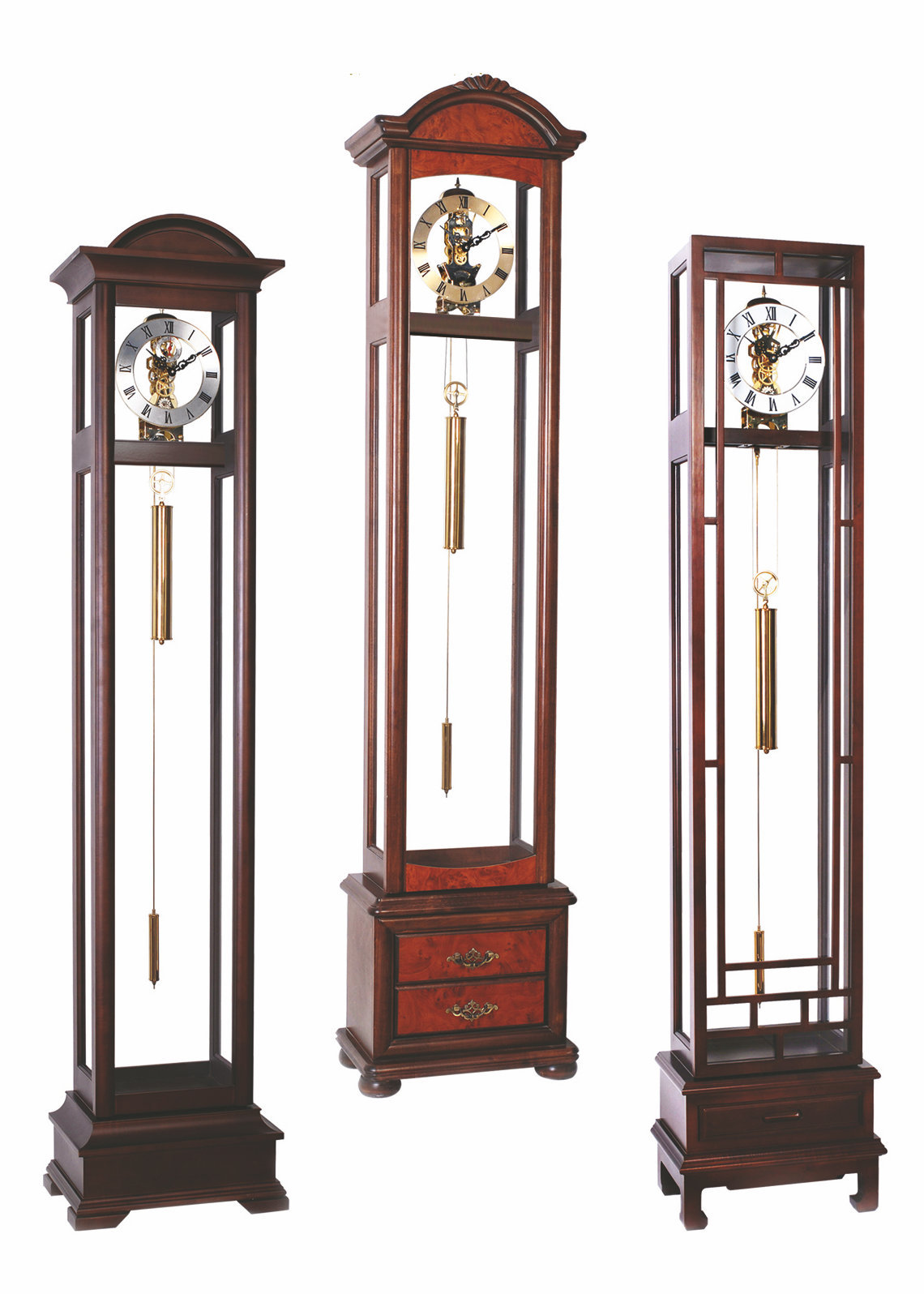 透视简约时尚报时机械落地钟重锤机芯座钟客厅立钟古朴典