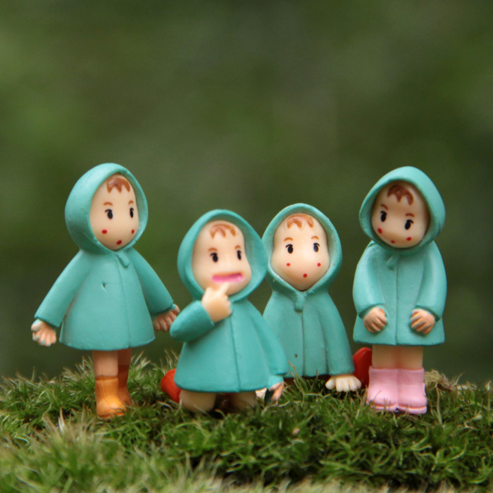 宫崎骏龙猫微景观雨衣小梅煤炭灰尘精灵多肉摆件园艺饰物pvc版