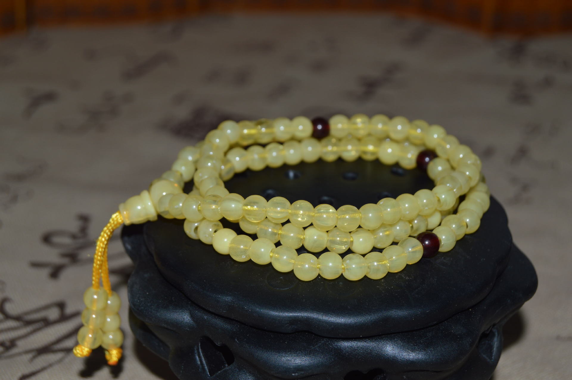 佛珠手链 高仿蜜蜡佛珠手串 合成黄蜡手链 合成琥珀 工厂批发代发