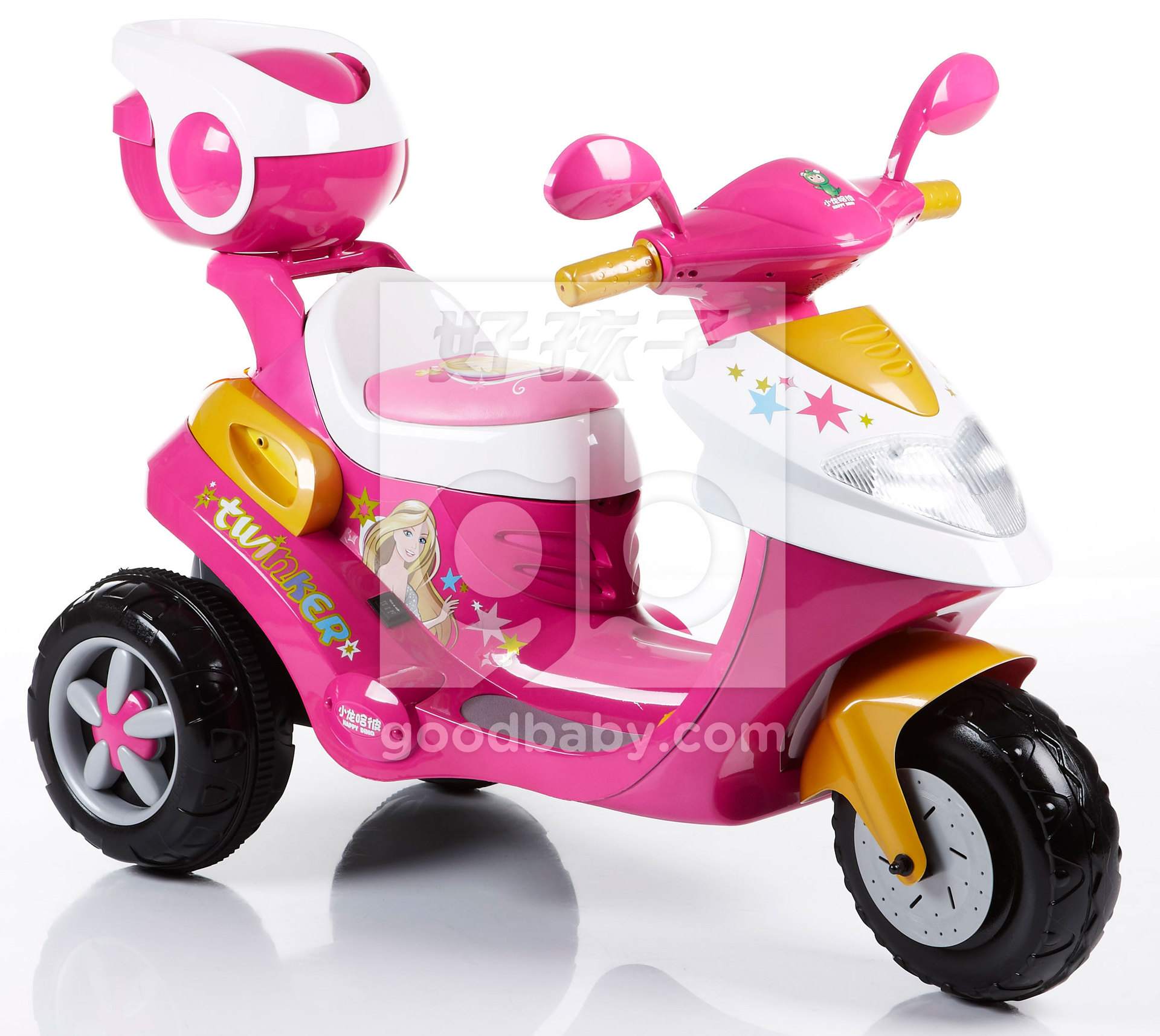 【正品小龙哈彼 多功能音乐声光 可爱公主粉色电动摩托车 lw626】安徽