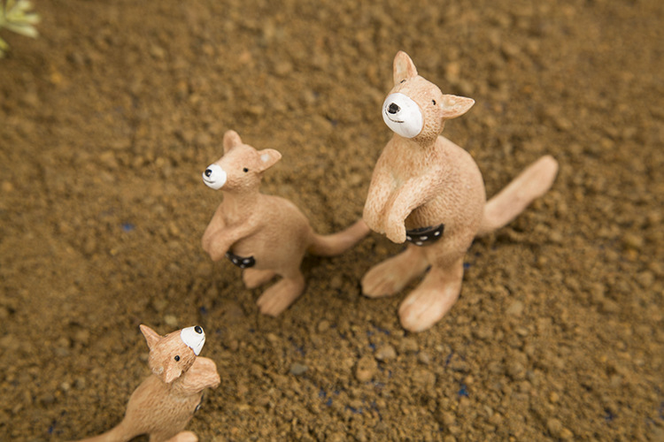 zakka杂货森林系动物摆件树脂袋鼠一家三口温馨装饰田园 礼物道具