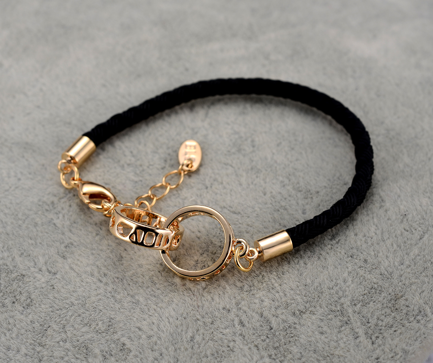 【铂莉诗高档饰品 韩版韩式韩国时尚双环相扣红绳手链情侣手链批发】