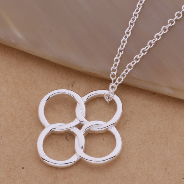 925银饰 镀银项链 韩版时尚 四环相扣项链 贤美外贸饰品批发