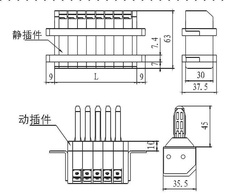 抽屉式高压低压开关和控制设备电二次接插件jcf9转接件