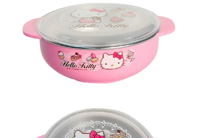 正品 乐扣乐扣hello kitty不锈钢进口卡通隔热带盖小碗lkt480