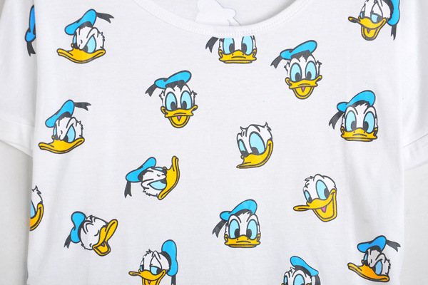 韩版夏季新款亮片海军帽唐老鸭短袖半袖t恤衫休闲宽松大码女