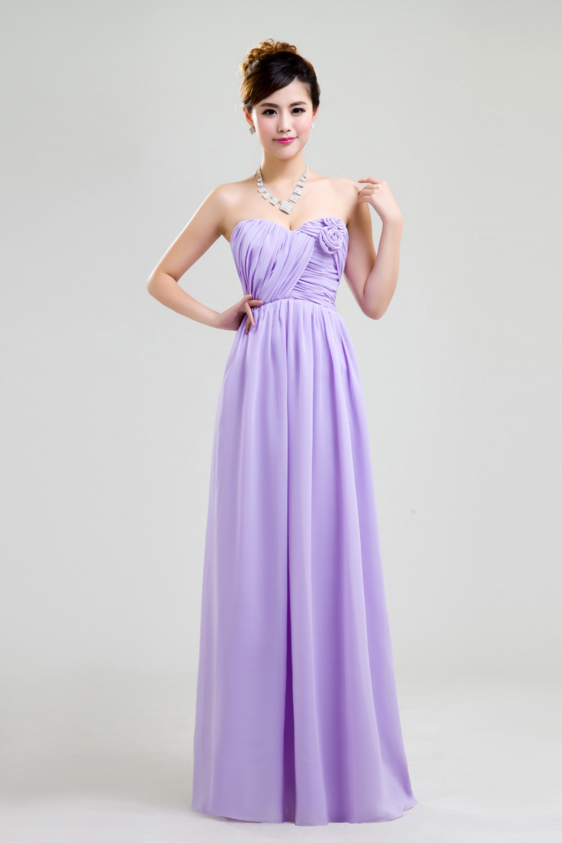 2014秋冬新款紫色伴娘团礼服长款修身姐妹裙年会礼服演出伴娘礼服