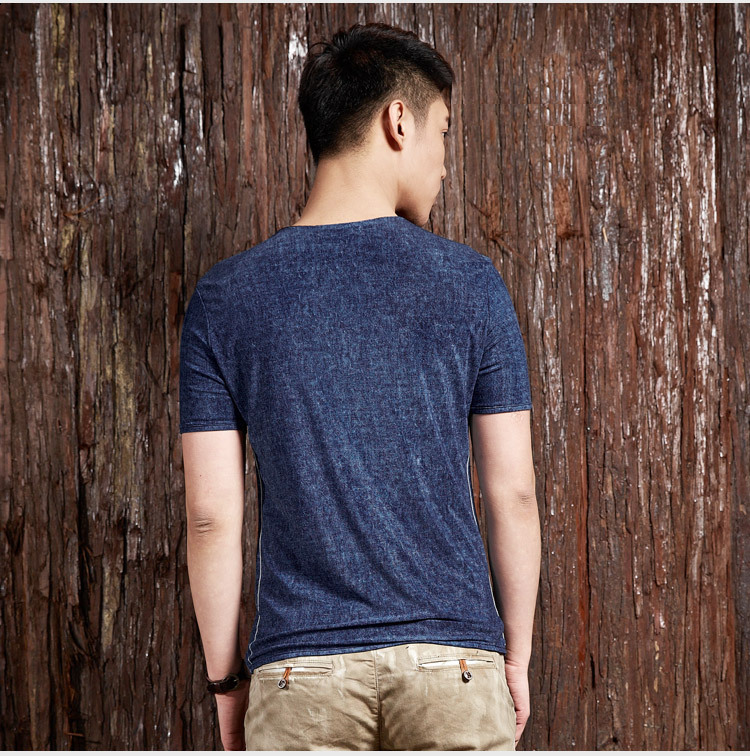 2014新款男士夏季时尚品味优雅低调冰丝面料时尚v领高档短袖t恤