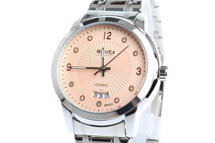 标卡品牌 男表 油压立体钻面钢带防水日历 自动机械表 男士手表