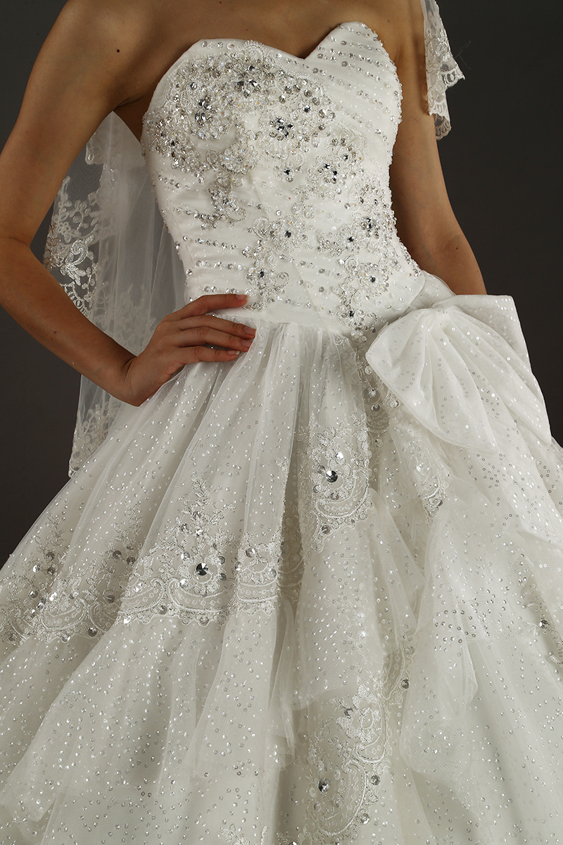 厂家直销精美新娘结婚欧美婚纱 时尚潮流抹胸公主甜美拖地婚纱