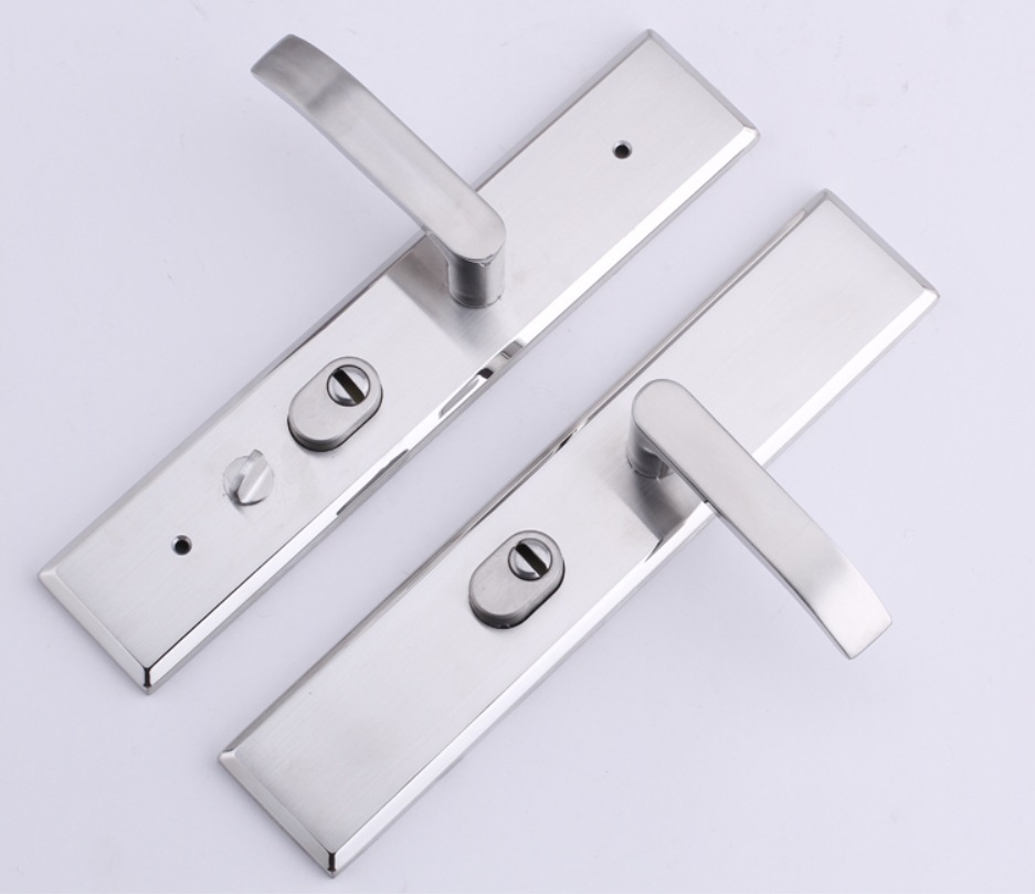 加厚加长304不锈钢防盗大门锁l68系列不绣钢把手一对天地锁