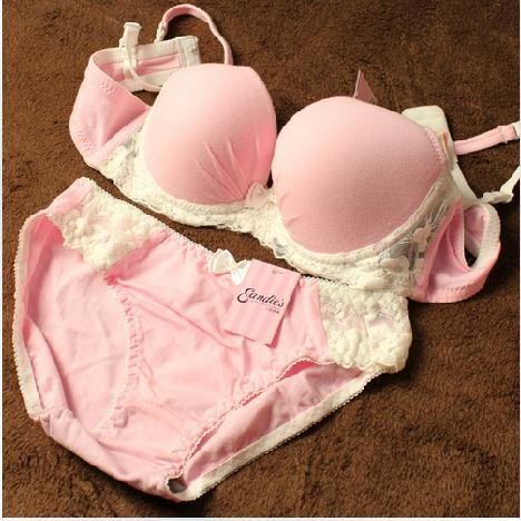 三佐e佬正品文胸套装 日系可爱少女胸罩粉色