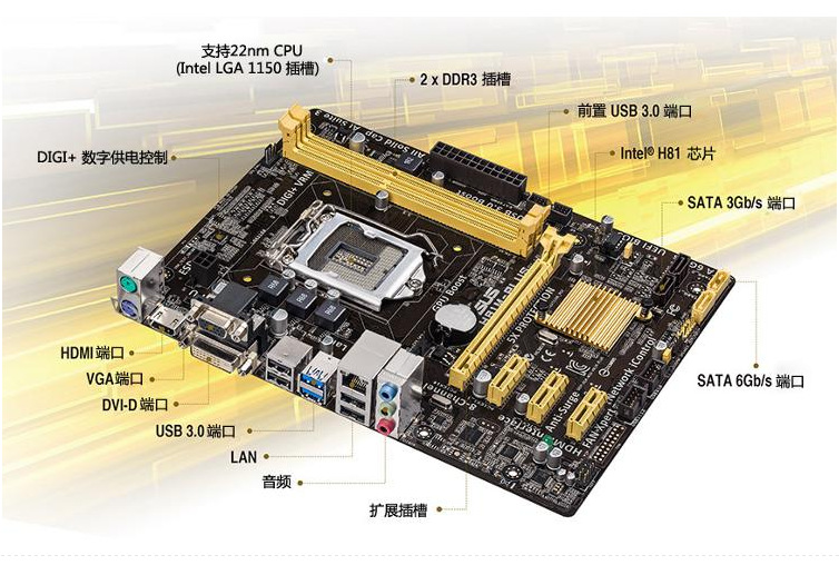 华硕(asus) h81m-plus 主板 (intel h81)