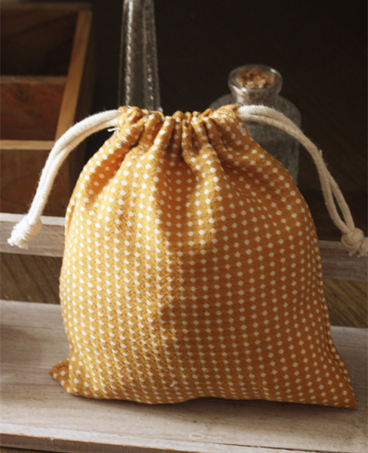 复古玉点布袋子购物棉布袋收纳袋束口袋环保袋