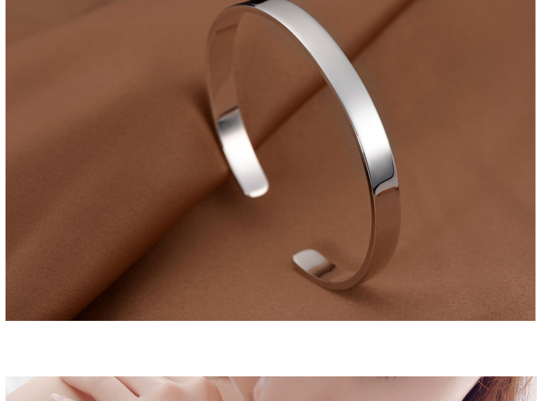 福锦银饰 s999银手镯 女光面开口银镯子送女时尚百搭千足银手镯