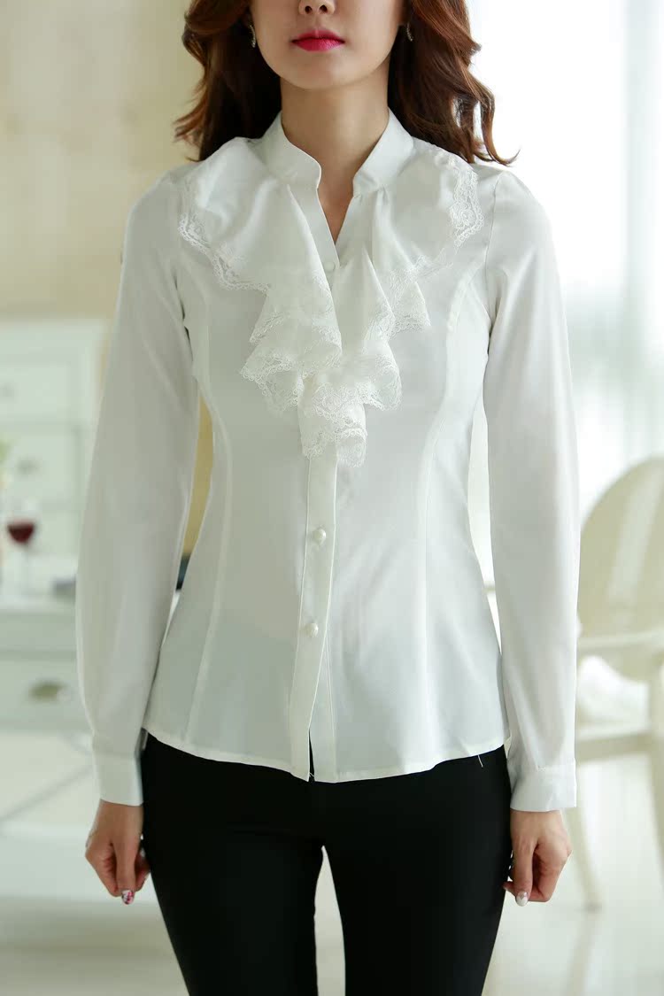 2014秋装新款立领女装修身衬衫 女长袖女士职业装 衬衣厂价现货