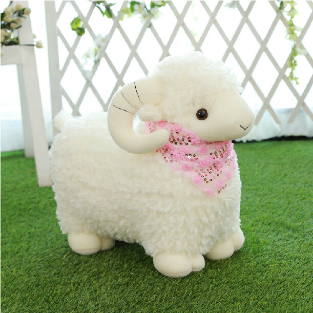 大号卷毛羊公仔毛绒玩具围巾爱心羊公仔可爱卡通娃娃