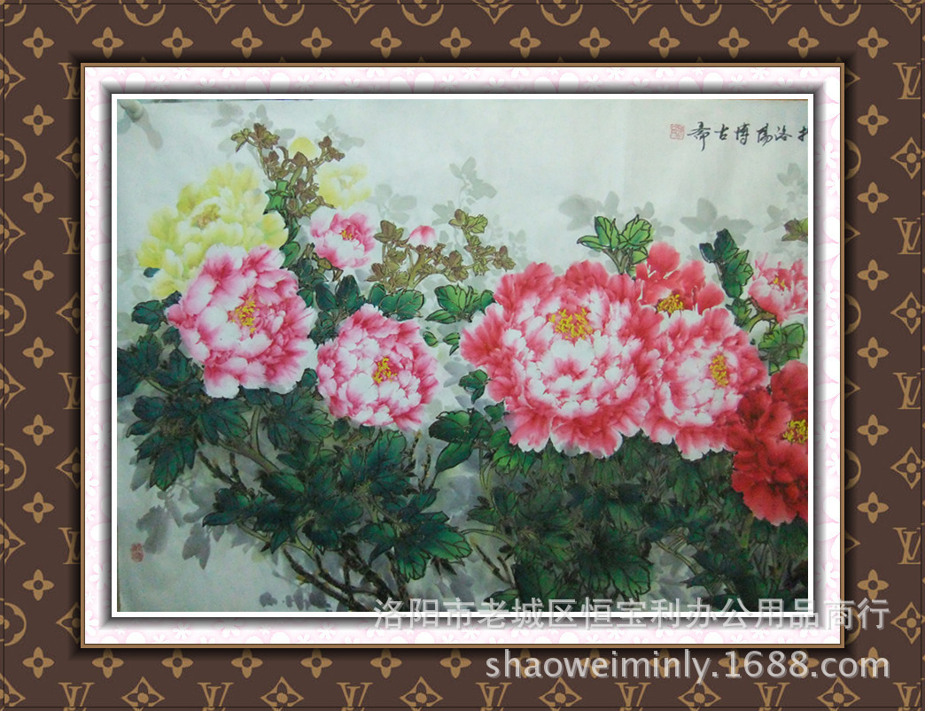 洛阳邵丹四尺精意牡丹画金线系列国画精品 按环境需要可以定制