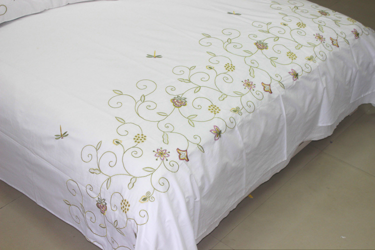 纯棉绣花床单三件套 床上用品 欧美田园风格 双人床单 批发