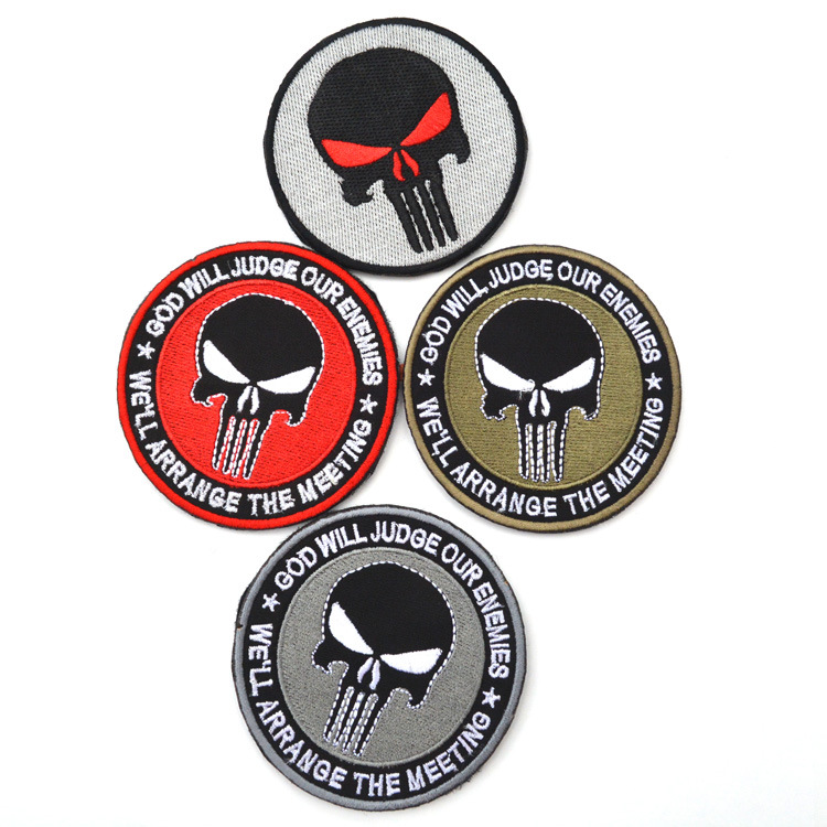 【独家 3d刺绣 惩罚者魔术贴臂章 3色士气徽章 布贴补丁 双面魔术贴】