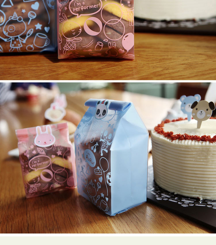 韩国磨砂饼干ruru熊猫小兔立体袋 西点 礼品糖果包装袋 50枚r93