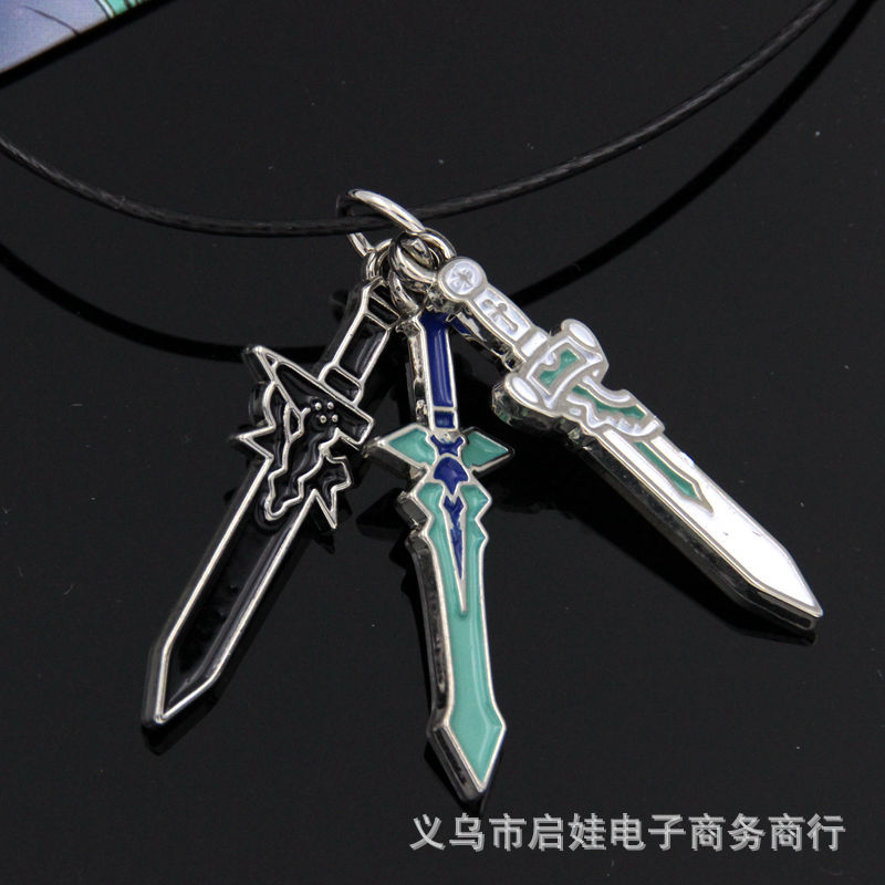 动漫 刀剑神域项链 三把剑项链 合金项链