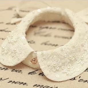 2013百搭蕾丝钉珠花朵彼得潘领娃娃领假领子2112104330