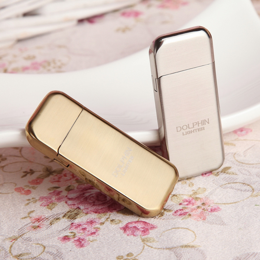 076 正品海豚dolphin珍珠打火机 超薄电镀金属砂轮明火打火机批发