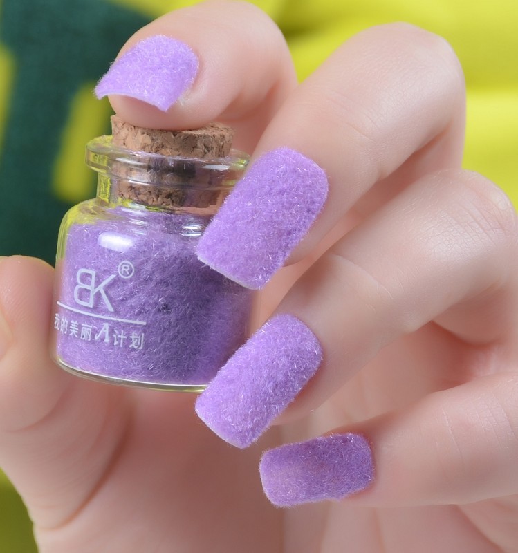 正品bk指甲油丝绒毛绒 天鹅绒绒毛美甲配饰美甲用品批发玻璃瓶装图片