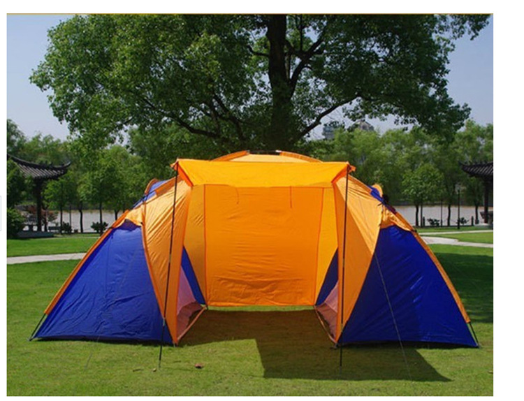 供应玻璃纤维杆防水帐篷 两室一厅3-4人单层需要搭建帐篷