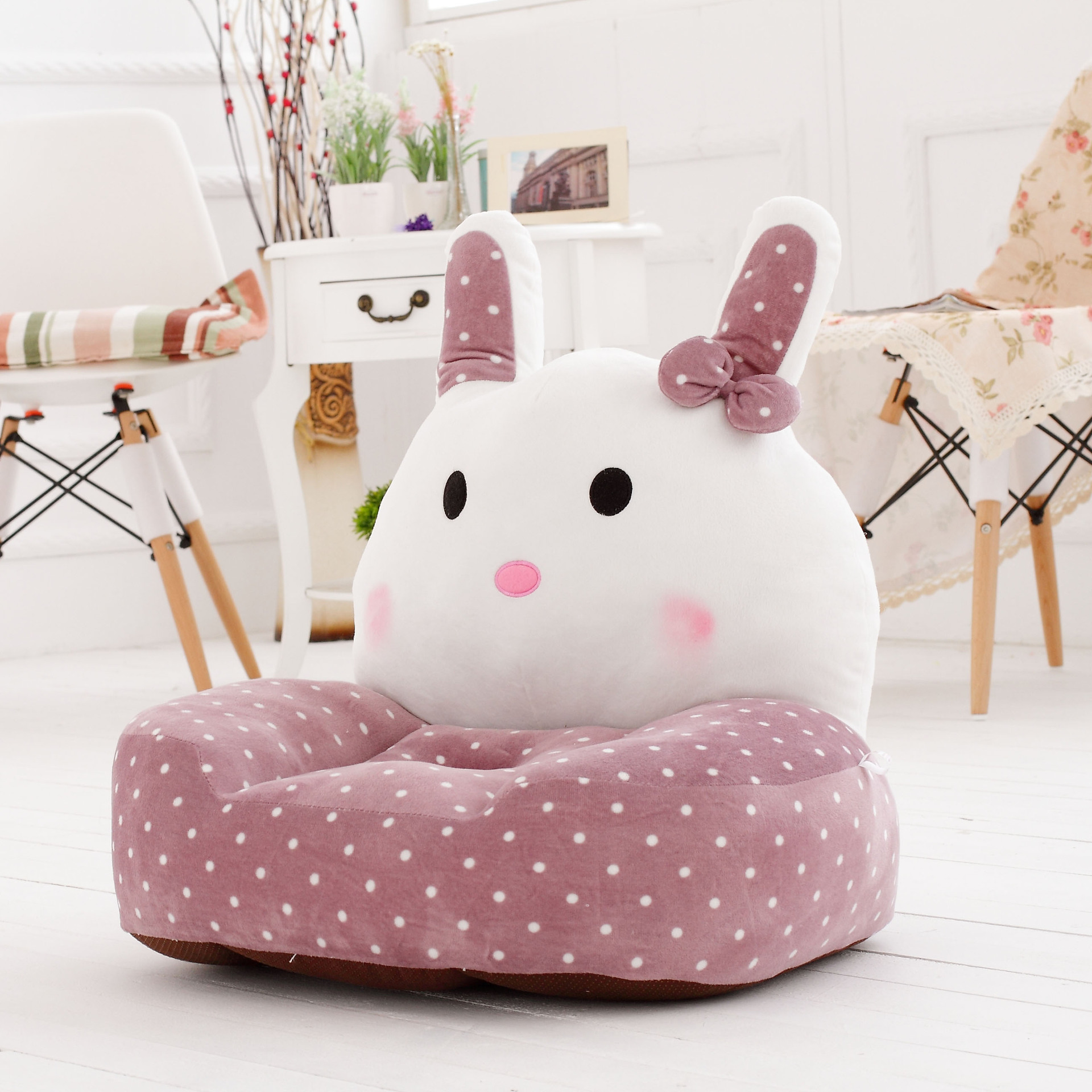 批发新品 萌兔单孔沙发 毛绒填充 儿童生日礼品 一件起批