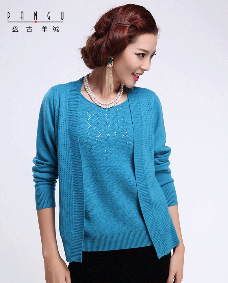 盘古羊绒衫女纯羊绒衫冬新加厚圆领套头开衫修身保暖毛衣特价包邮