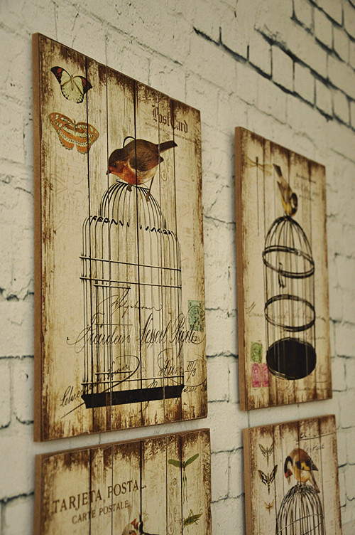 美式乡村复古做旧木版画无框装饰画家居酒吧咖啡厅墙面装饰壁画