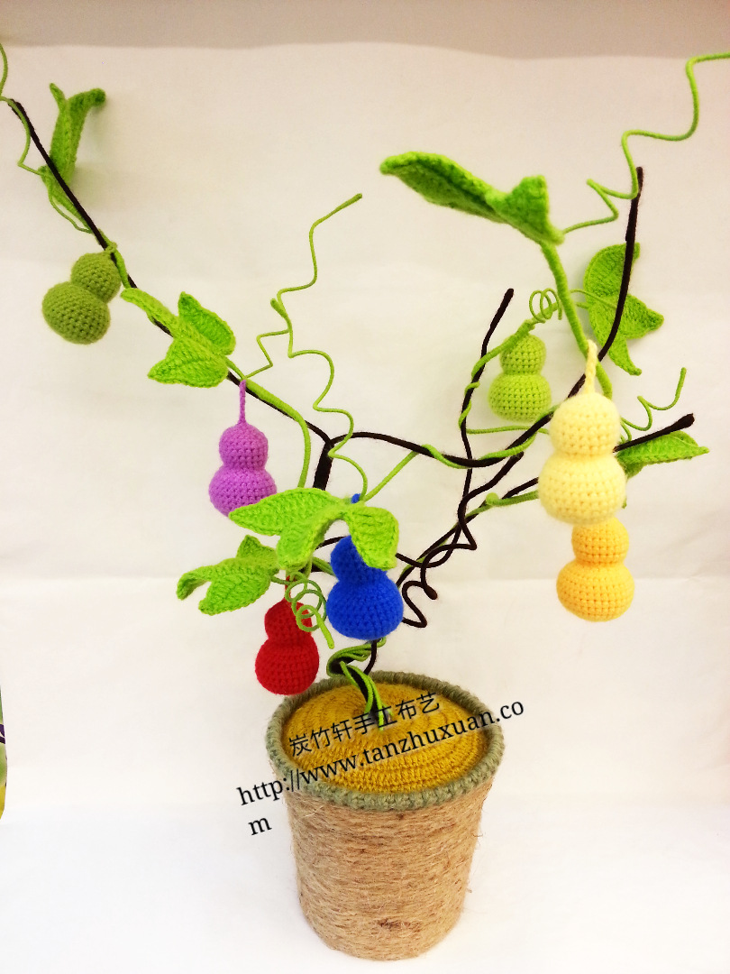 毛线花手工钩花纯手工编织花手工工艺品盆栽创意diy仿真花摆件