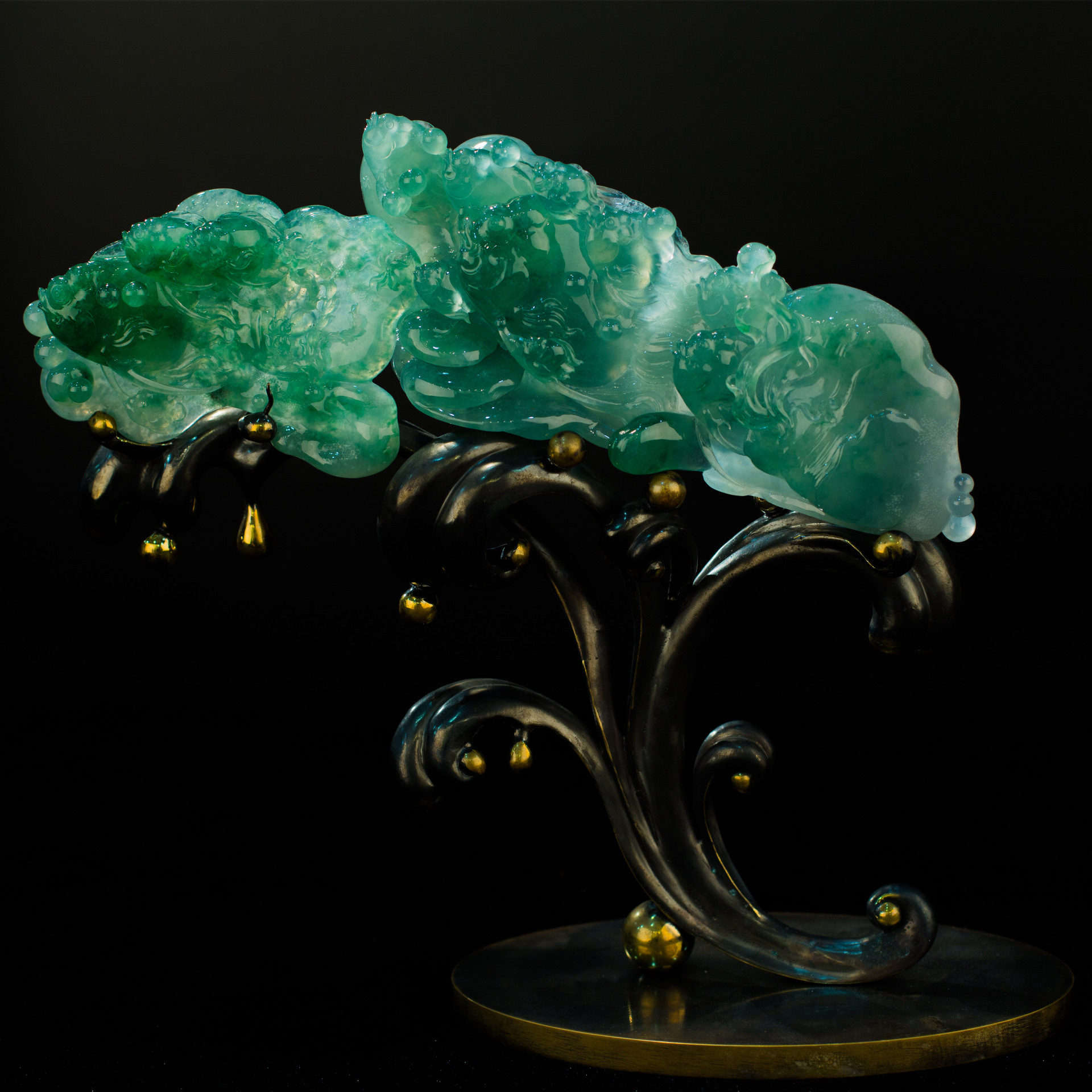 缅甸玉天然翡翠a货 老坑料花鸟翡翠摆件 力争上游 可出证书