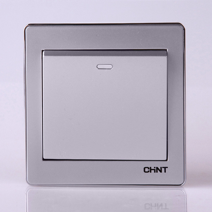 正泰墙壁开关6d系列一开双控大面板开关 批发零售 大翘板 银色