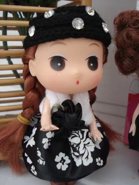 黑白色迷糊娃娃 塑胶娃娃 可爱小挂件 女孩最爱 六一好礼多款可选