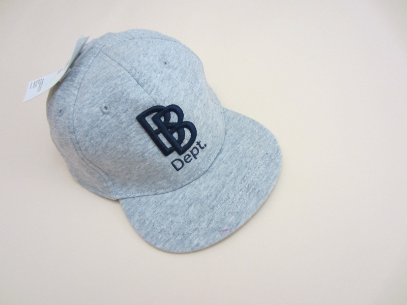 hm外贸原单灰色全棉汗布b字母绣花童平舌帽童太阳帽