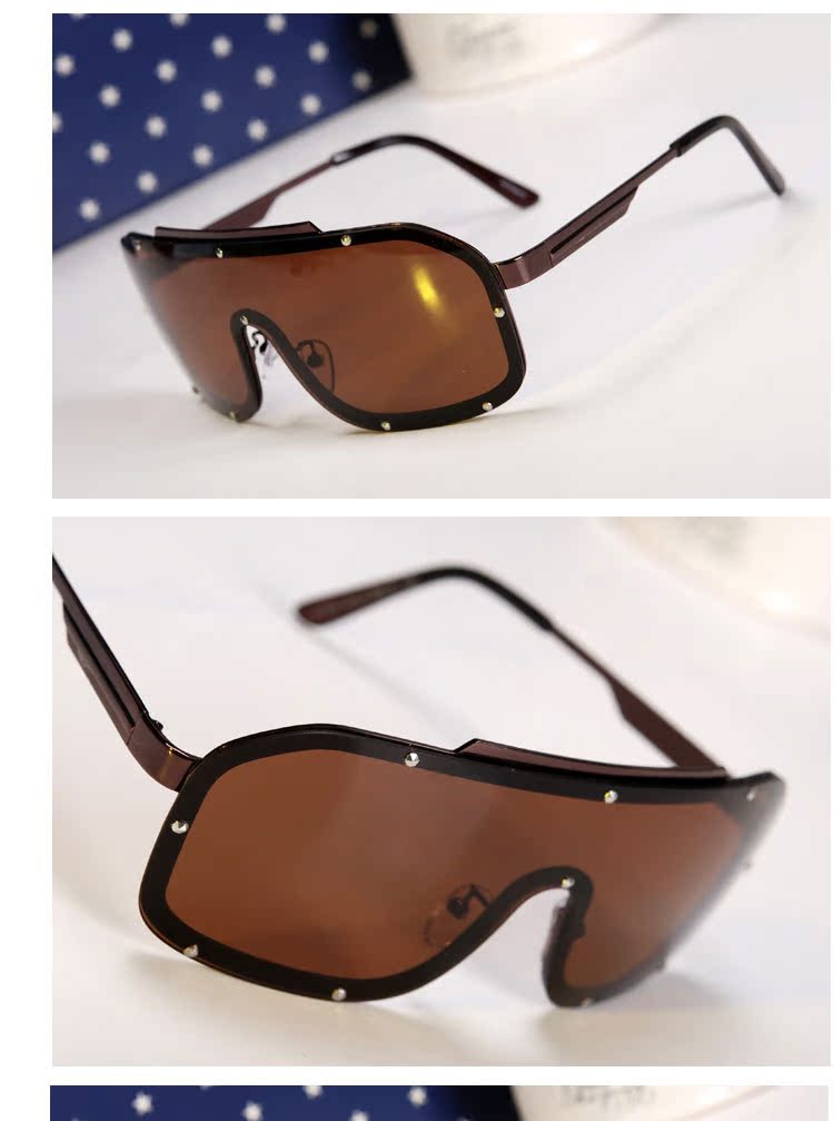 最新款时尚连体眼镜 反光镜面太阳镜 金属柳丁方形复古墨镜批发