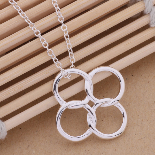 925银饰 镀银项链 韩版时尚 四环相扣项链 贤美外贸饰品批发