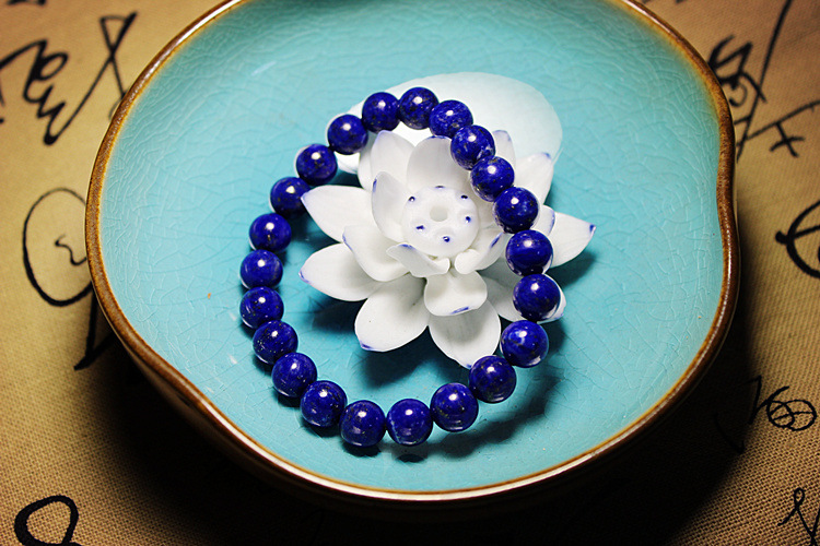 【奥斯汀】东海天然水晶 帝王石极品青金石圆珠手链饰品首饰