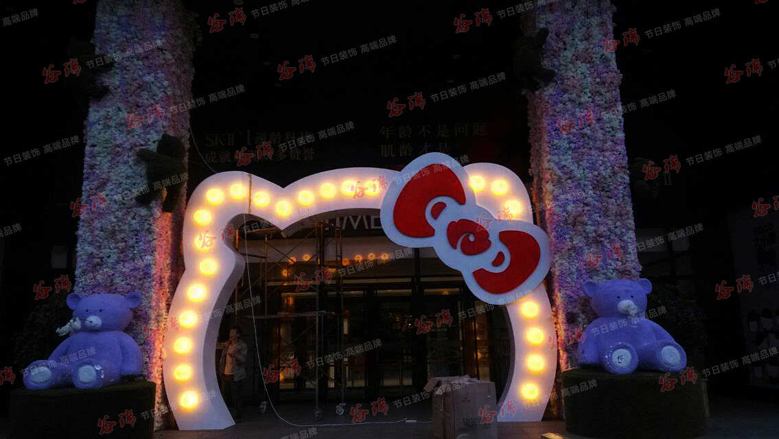 商场春节美陈 商场喜庆蝴蝶结拱门装饰