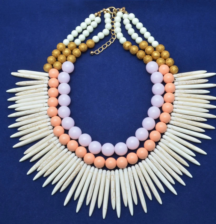 欧美大牌时尚夸张项饰 波西米亚串珠流苏项链 多层彩色珍珠xl217