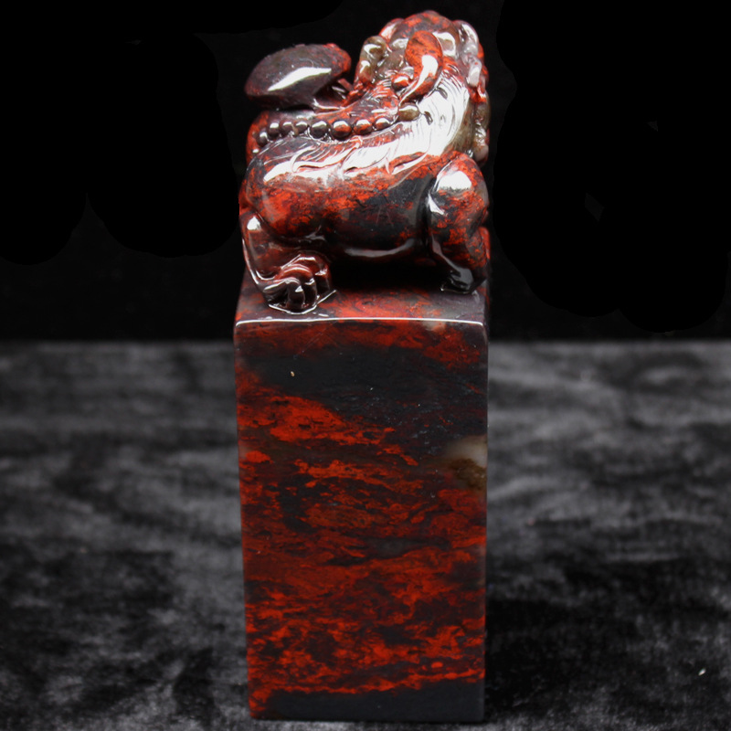 玉逸天然玉石印章 桂林鸡血玉 鸡血石 鸡血红碧玉情侣对章精品