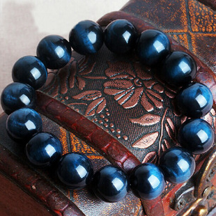 aaa级天然水晶蓝虎眼石手链鹰眼石男女情侣款佛珠手串饰品