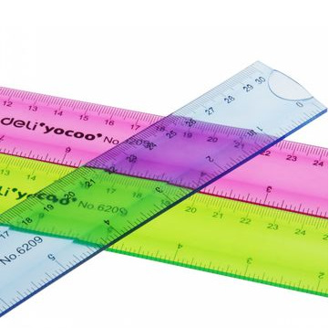 得力6208软尺子 20cm可弯曲直尺 可爱塑料软尺 学生彩色直尺