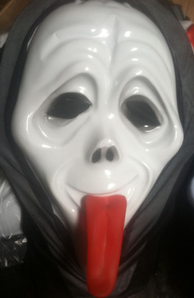 化妆舞会面具批发 歪脸长舌恐怖面具 万圣节装扮鬼面具