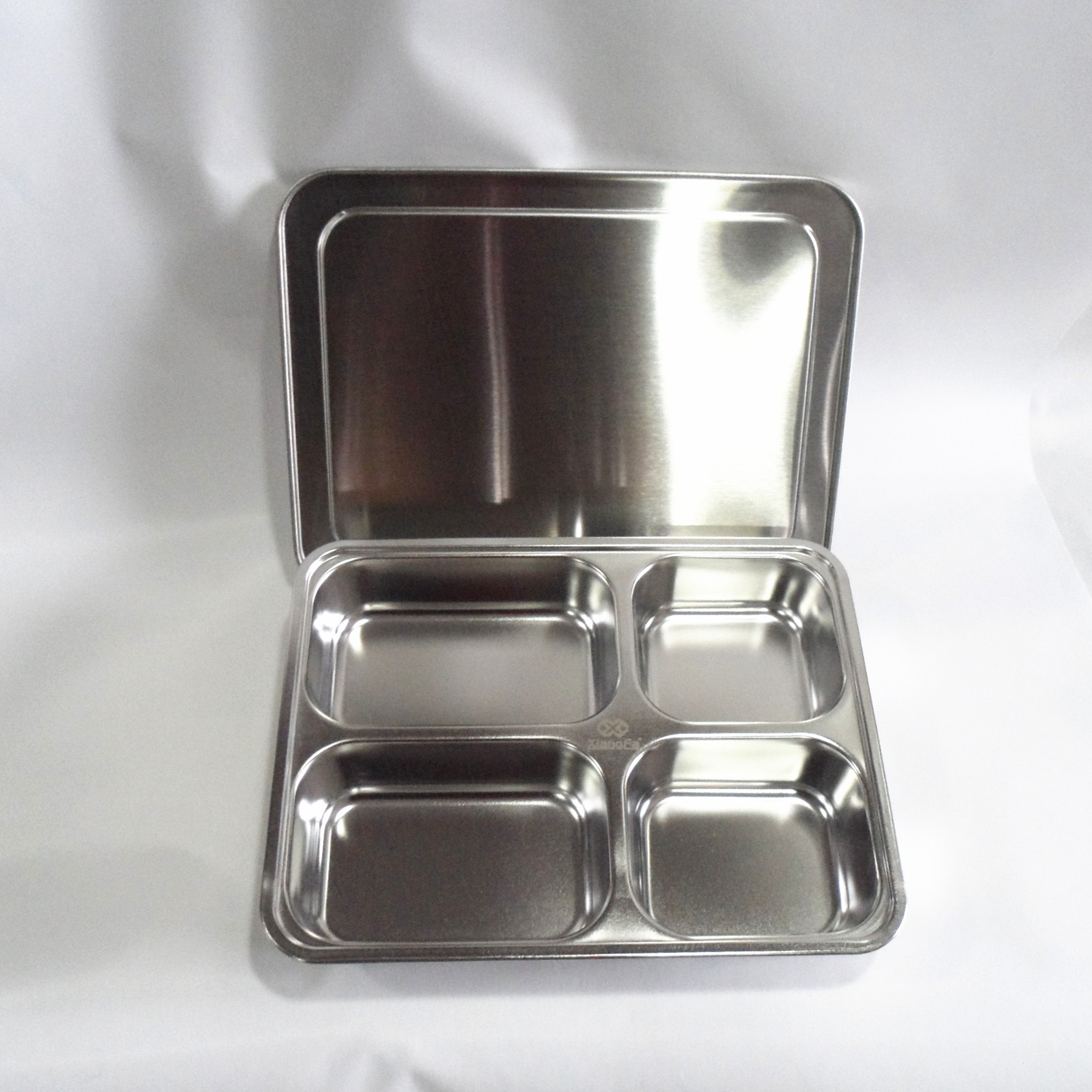 厂家直销不锈钢带盖快餐盘 无磁加深四格餐盘 高档中式饭盒