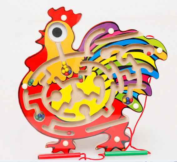 木丸子磁性运笔迷宫 儿童益智木制玩具 环形迷宫蝴蝶甲虫磁性迷宫价格